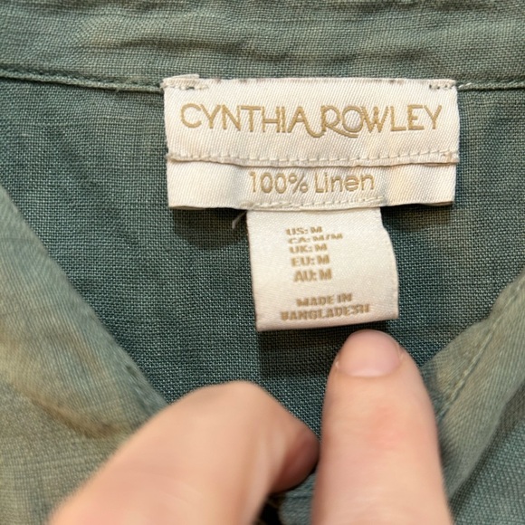 Cynthia Rowley 100% Linen Button Up Sz M Short Sleeve Boxy Bohemian Beach Nature - Picture 3 of 7
